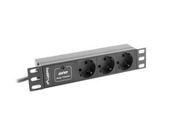 Lanberg PDU-03F-0200-BK grenuttag 3 AC-utgångar 1U Svart