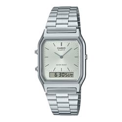 Casio Vintage AQ-230A-7AMQY Armbandsur Unisex Kvarts Rostfritt stål, Svart Rostfritt stål