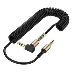 1m strækbart aux 3,5mm lydkabel hovedtelefonkabel spiralkabel