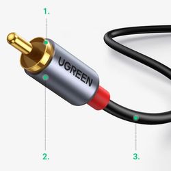 Lydkabel USB-C han - 2RCA han 1,5m grå