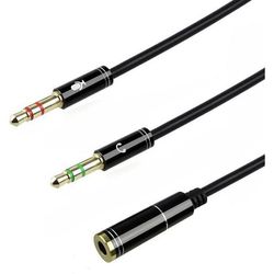 Ljudadapter - Phonillico - Jack 3,5 mm - 1 hona till 2 hanar - Svart - Anslut hörlurar/öronsnäckor