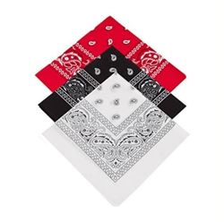 Bandana Paisley 3-pack punainen, musta ja valkoinen