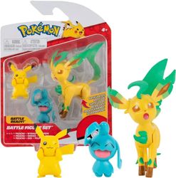 Pokemon Battle Figure Set 3-Pack Pikachu, Wynaut, Leaf