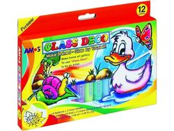 Amos Stained Glass Paints Glass Deco 12 Colors Blister (134300)