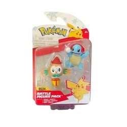 Pokemon Battle Figure Set Figure 2-Pack Holiday Squirtle & Holiday Rowlet