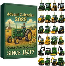 Bomclap Adventskalender 2025 – Traktor Samlarset med 24 Jordbruksdekorationer, Vintage Design