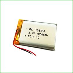 1-stycke uppladdningsbart Lipo-batteri 103450 (3,7v, 1800mAh Lipo) för Bluetooth-hörlurar, Smart Watch, POS Batterier för allmänna ändamål batteri