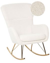 Gyngestol Hvit Gull Bouclé Polyester Metall Tradisjonell Retro Stue Soverom Lenestol Innredning