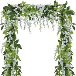 INF Kunstig plante Wisteria Garlang hvit/grønn 1,8 m 4-pak