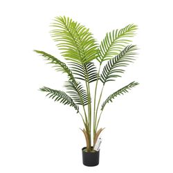 120cm kunstigt arecapalmetræ med 9 grønne blade, kunstig plante til hjemmekontor tropisk juledekoration
