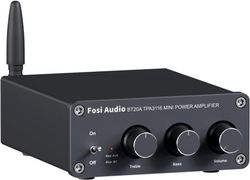 Fosi Audio Bluetooth 5.0 & R/L Förstärkare 100W x 2 med Volym, Bas och Diskant kontroll, Svart