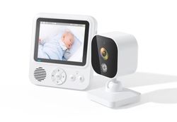 INF Babymonitor med kamera 2.4G-overføring, 2-veis lyd, infrarødt nattsyn