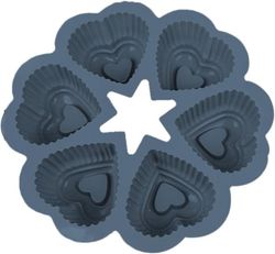 Silikonform for 6 hjerteformede muffins og cupcakes