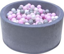 Pallomere - vankka palloallas - 90 x 40 cm - 400 palloa Ø 7 cm - vaaleanpunainen, valkoinen, harmaa