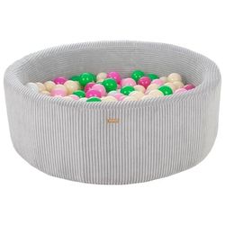 Ball Sea - 200 Bolde - Cordu Roy 90 Cm Grå/Hvid - Bolde Grøn/Pink/Lys Pink/Cappuccino