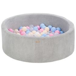 Ball Sea - 200 Bolde - Cordu Roy 90 Cm Grå/Hvid - Bolde Baby Blå/Lys Pink/Cappuccino