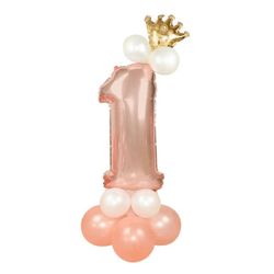 Stort vertikalt tallballongsett | Rose gull Metallic Number 1 110cm