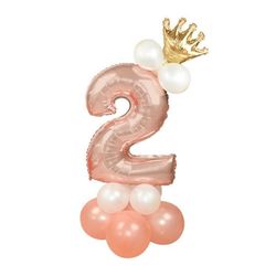 Stort vertikalt tallballongsett | Rose gull Metallic Number 2 110cm
