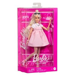Barbie Deluxe Style Docka Blond med rosettklänning