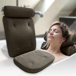 HelloBath® Luksus Badpute – Svart - Ergonomisk 3D Mesh Nakke- & Hodestøtte for Badekar – Med Sugekopper & Oppbevaringspose