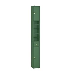 SoBuy Smalt badeværelsesskab 20x20x180cm – Justerbare hylder | Vandafvisende | Mørkegrøn BZR34-II-SY