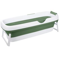 HelloBath® Goliath XXL Sammenleggbart Badekar 157 cm (Basic)– Grønn/Hvit – Stort Badekar for Voksne & Barn – Med Avløpsslange
