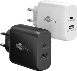 USB-C™ PD GaN dobbelt hurtigoplader (45 W) sort