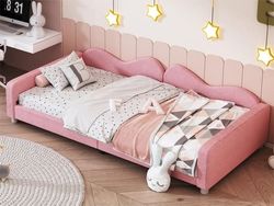 Baby seng Polstret seng 90*200cm, Sovesofa Seng Ramme Bamse Stof Multifunktionel Blød seng Ungdomsseng Gæsteseng