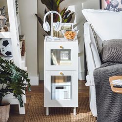 SoBuy Sengebord Cafébord Sofabord med skuffe Sidebord FBT139-W
