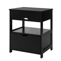 SoBuy Sengebord med 2 skuffer, Sofabord Sidebord Hjørnebord Længde 45 cm Bredde 38 cm Højde 50 cm, sort, FRG258-SCH