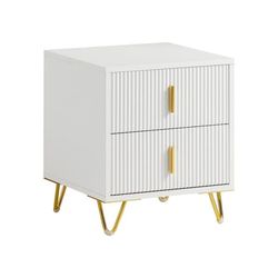 SoBuy Smalt natbord 40x40x47cm –2 skuffer | Hvid FBT115-W