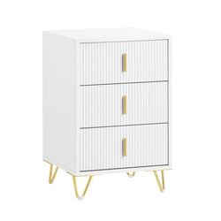 SoBuy Smalt natbord 40x40x63cm – 3 skuffer | Hvid FBT115-L-W