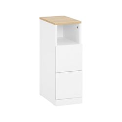 SoBuy Smalt natbord 20x35x60cm – Med skuffe og hylder | Til soveværelse & stue | Hvid FBT149-WN