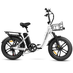 Hopfällbar elcykel SAMEBIKE C05 Pro, Steg-through, Vit
