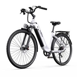 Onesport OT05 Pro elcykel 140 km räckvidd, 250 W motor, momentsensor, Shimano 7-växlad justerbar sadel-Vit