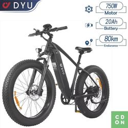 Elcykel - DYU KING750 - Räckvidd 80 km - Batteri 48V 20Ah - 26-tums terrängdäck - Motor 750W