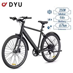 DYU Stroll-1 elcykel, 250W motor, topphastighet 25 km/h, 36V 9Ah batteri, 67km Max räckvidd, hydrauliska bromsar -Svart