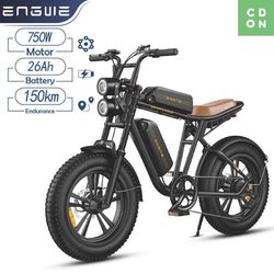 ENGWE M20 elcykel 150 km räckvidd, 750W motor, 20 * 4,0 tums fet däck 26AH batteri, 45 km/h hastighet-svart