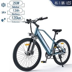 HillMilES MileTrail 1 elektrisk cykel för vuxna, hydraulisk skivbroms, 13AH batteri, 350W motor, 25km/h maxhastighet, 120 km räckvidd -blå