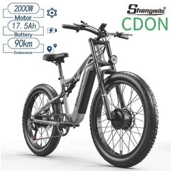 Shengmilo S600 elcykel för vuxna, 17,5AH batteri 1000W*2 motorer 45 km/h, 75 km räckvidd, 26*3,0 breda däck, dubbla motorer