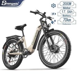 Shengmilo S700 17,5AH Batteri 1000W*2 Vuxenmotorcykel, 45 km/h, 75 km räckvidd, 26*3,0 breda däck, dubbla motorer, Samsung-batteri