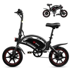 DYU D3F fällbar elektrisk cykel 14 tum, 250W motor, 10Ah batteri, topphastighet 25km/h, räckvidd 40km, främre och bakre skivbromsar,Vuxen och ungdomar