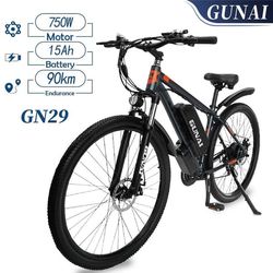 Elcykel-GUNAI GN29 750W borstlösa motorer-48V15Ah-90KM räckvidd -50km/h hastighet elcykel för vuxna