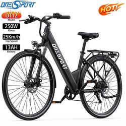 Onesport OT12 Elcykel för stad, 250W motor, max 25 km/h, 13AH batteri, räckvidd 40–65 km, Shimano 7-växlad, skivbromsar