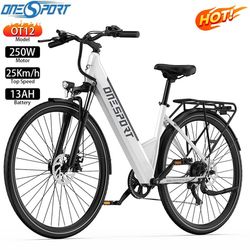 Onesport OT12 Elcykel för stad, 250W motor, max 25 km/h, 13AH batteri, räckvidd 40–65 km, Shimano 7-växlad, skivbromsar
