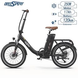 ONESPORT OT16-2 elcykel, 250W motor 48V 17Ah batteri, 20" däck, 25km/h maxhastighet, 120km räckvidd -svart