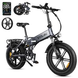 Vitilan-V3 2.0 Vikbar elektrisk cykel 20 ",750W motor,48V13Ah löstagbart batteri,Ren elektrisk lägesområde 30 miles, LED LCD-skärm,grå