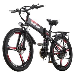 BURCHDA R3 1000W 25 km/h 26 tums stadselcykel 48V12.8AH litiumbatteri mountainbike elcykel motorcykel för vuxna - svart
