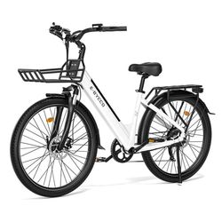 E-BYCCO V1 Elcykel 36V 15,6Ah, 250W, 25 km/h — 28×1,5-tums däck — Regulatoriskt kompatibel pendlarelcykel (vit)