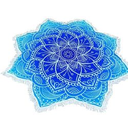 Stor Rund Strand Handduk Filt Pläd i blått mönster Beach Towel